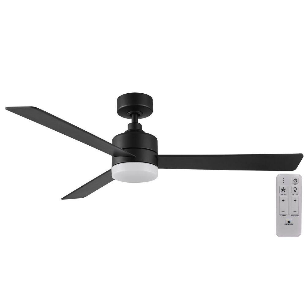 Madison II 52 in. Indoor/Covered Outdoor Matte Black Ceiling Fan with Adjustable White LED and Remote Included price history on PriceWatchPro