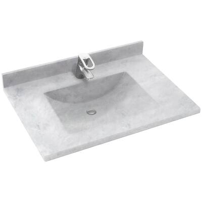Contour 37 in. W x 22 in. D Solid Surface Vanity Top with Sink in Ice