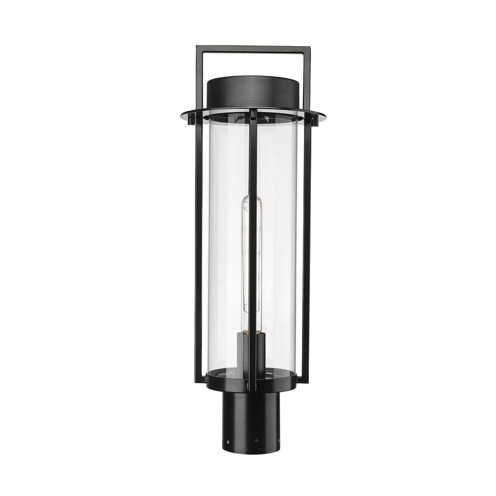 Russell 1-Light Black Steel Line Voltage Outdoor Weather Resistant Post Light with Clear Glass No Bulb Included price history on PriceWatchPro