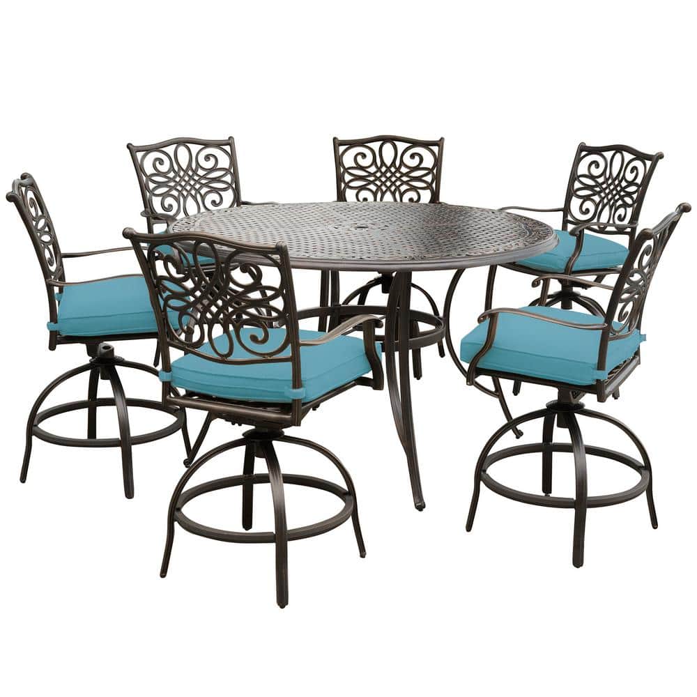 Cambridge Seasons 7Piece Metal Outdoor Dining Set in Blue with