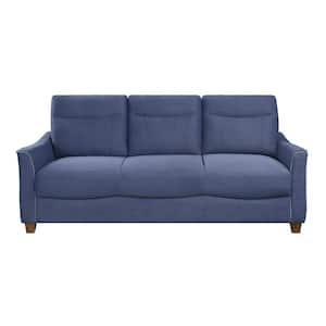 Welwyn 77.5 in. W Flared Arm Textured Fabric Rectangle Sofa in. Blue
