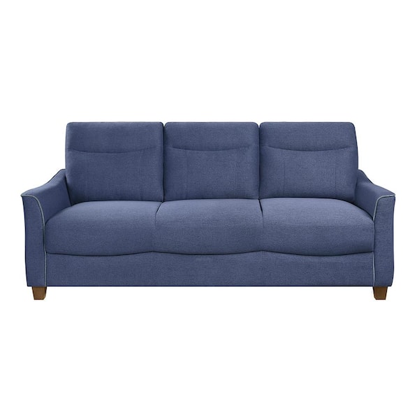 Unbranded Welwyn 77.5 in. W Flared Arm Textured Fabric Rectangle Sofa in. Blue