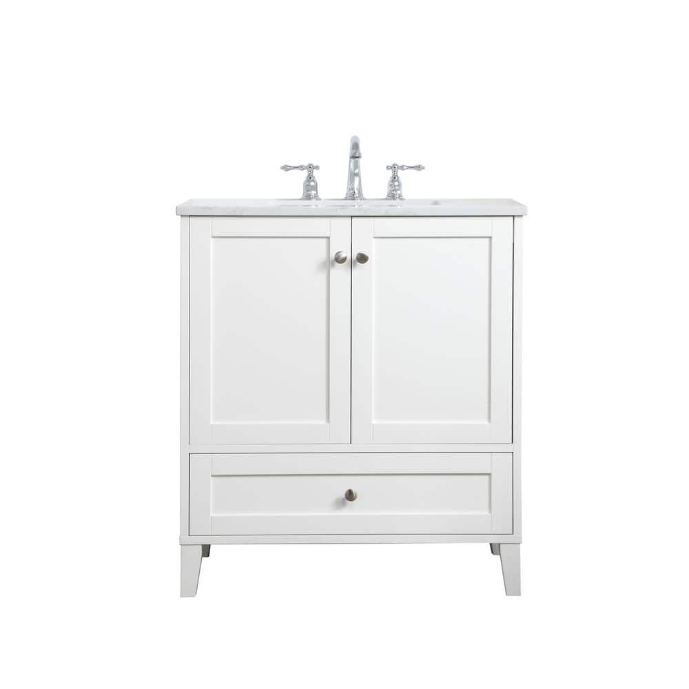 Timeless Home 30 in. W x 19 in. D x 34 in. H Single Bathroom Vanity in Whit