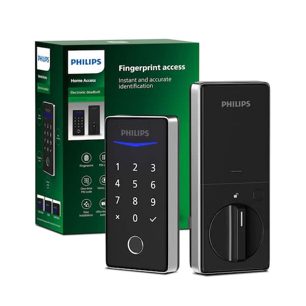 Satin Nickel Fingerprint Key-Free Electronic Deadbolt (Works with Many Smart Devices)