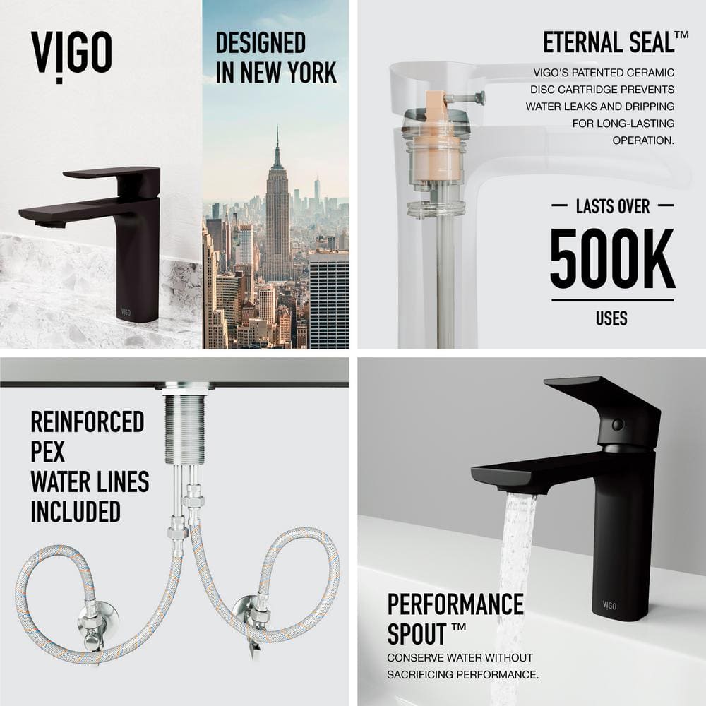 Matte Black Brass Single Handle Bathroom Faucet