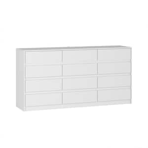 White 32 in. Height Wooden Storage Cabinet, Chest of Drawers, Dresser for Home Storage with 12-Drawer
