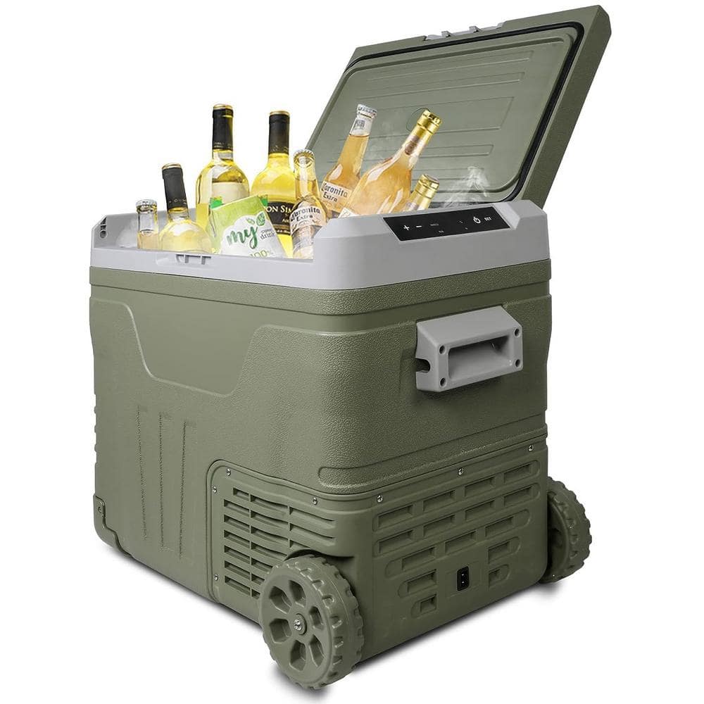 52 qt. 12-Volt Portable Car Refrigerator Cooler Freezer with Wheels and Pull Rod, Temperature Display -  ITOPFOX, H2PH005OT164