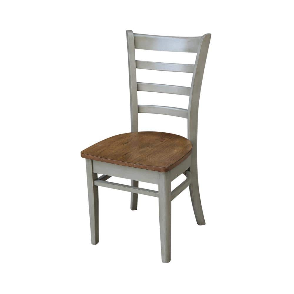 30'' Round Hickory and Stone Solid Wood Dining Table with 2 Ladder Back Chairs