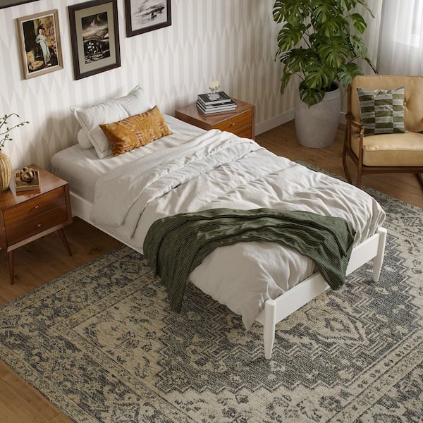 AFI Pasadena Mid Century Modern White Wood Frame Twin XL Low