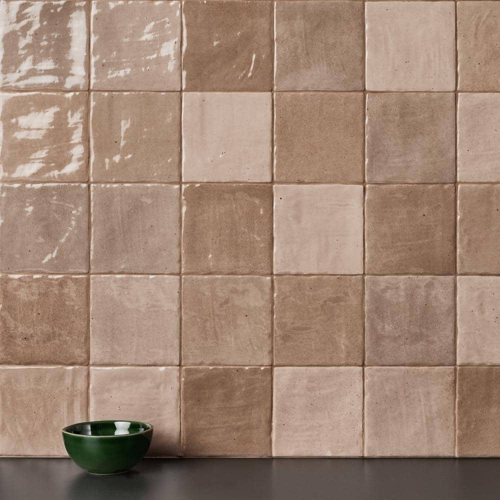 Kingston 4" x 4" Brown Glazed Ceramic Wall Tile