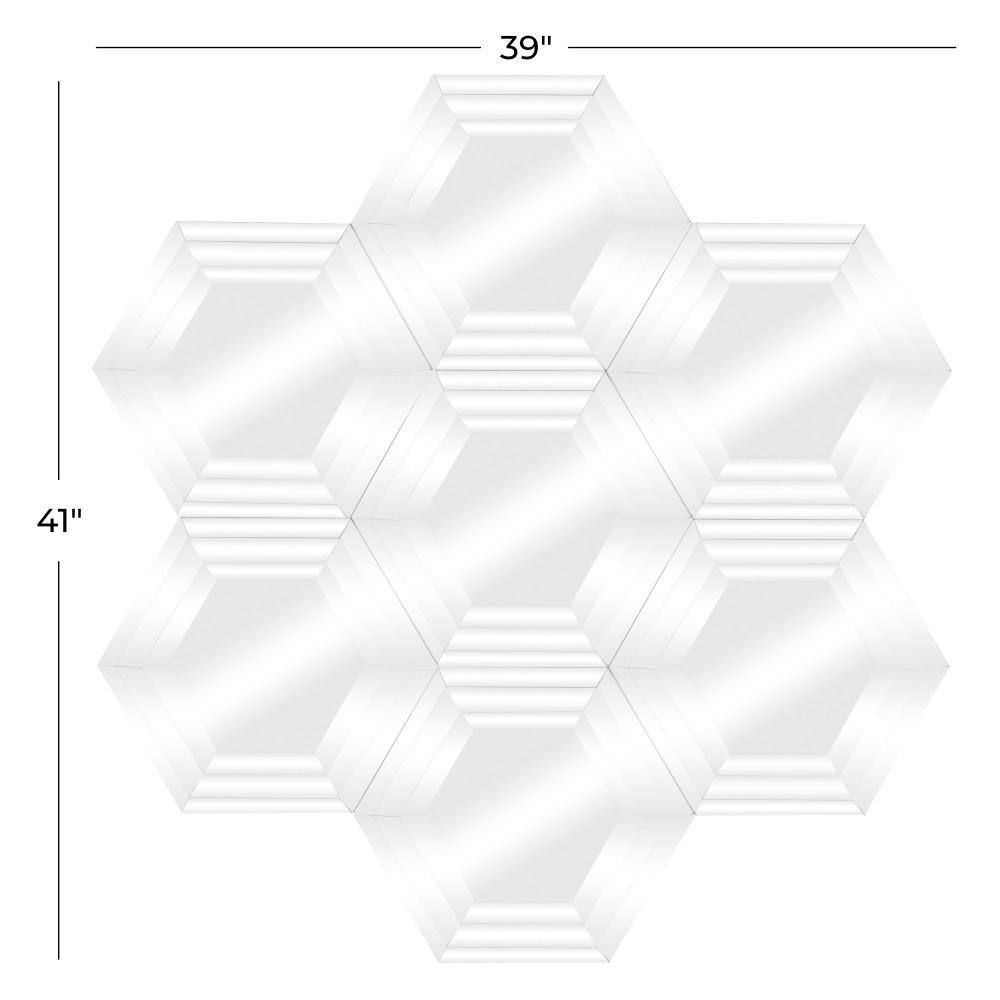 Oversized Silver Geometric Honeycomb Wall Mirror