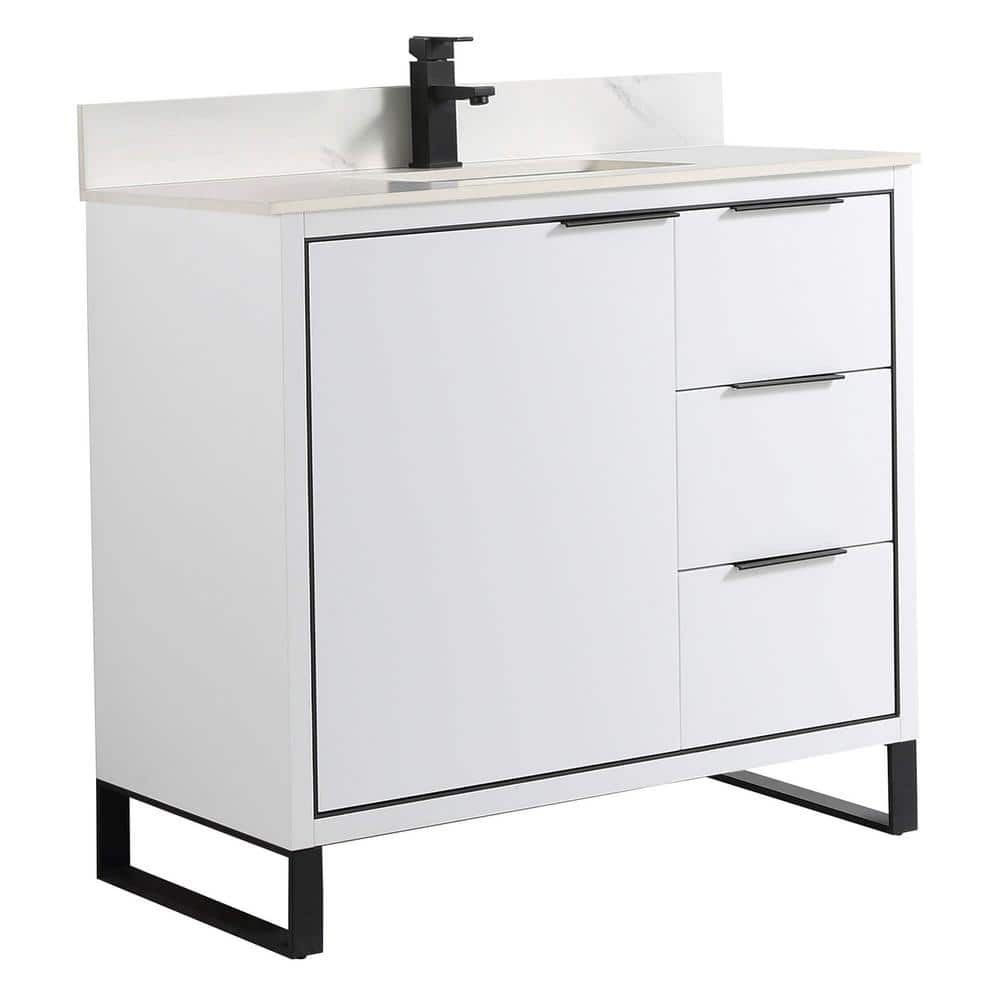 Opulence 36 in. W x 18 in. D x 33.5 in. H Bath Vanity in White Matte with White Carrara Single sink Top price history on PriceWatchPro