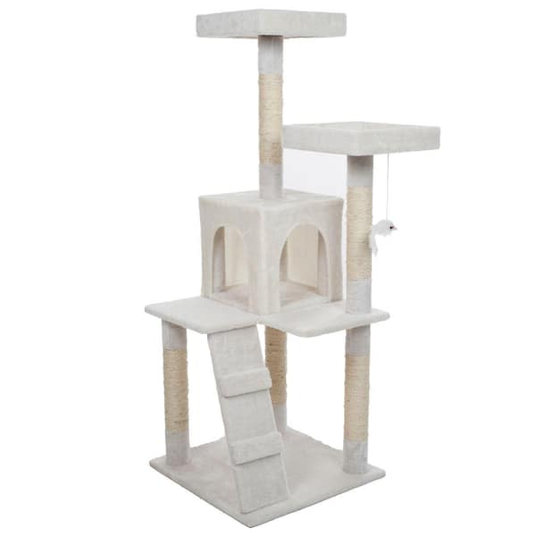 Petmaker 50.25 in. White Penthouse Sleep and Play Cat Tree