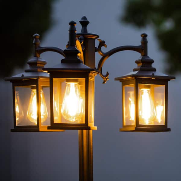 Lutec 3-Light Black Outdoor Post Lantern 7205601012 - The Home Depot