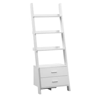Faux Wood 4 Shelf Ladder Bookcase, White Ladder Bookcase Canada