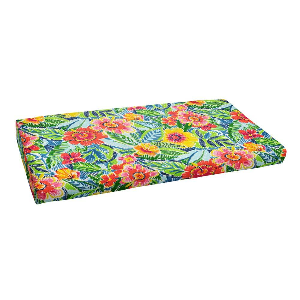 SORRA HOME 48 in. x 17 in. x 2 in. Rectangular Indoor Outdoor Bench Cushion in Pensacola Multi HD160721SC The Home Depot