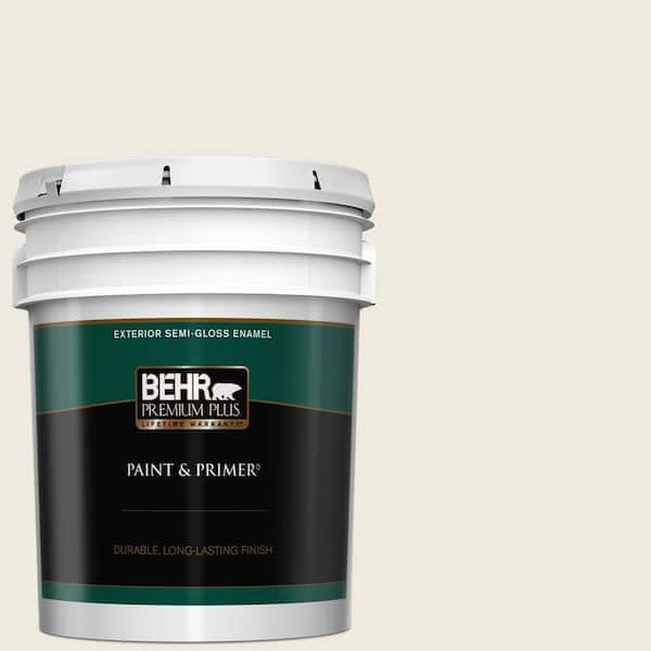 BEHR PREMIUM PLUS 5 gal. #W-B-710 Almond Cream Semi-Gloss Enamel Exterior Paint & Primer