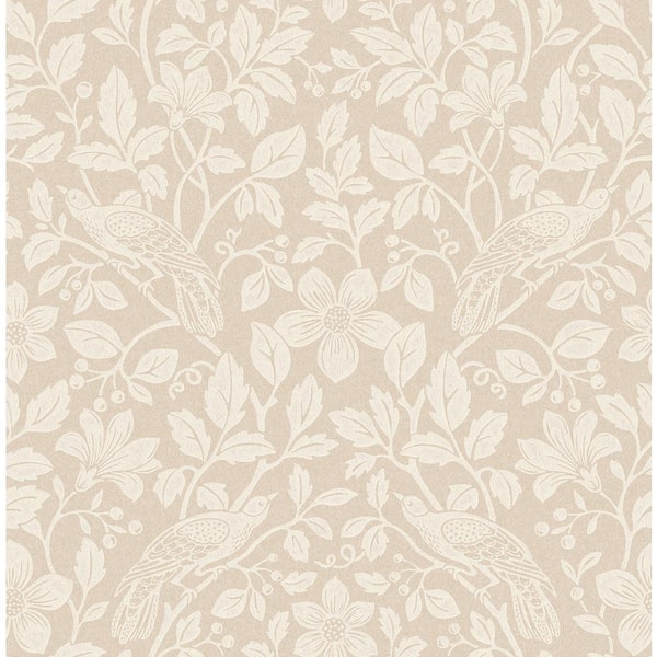 Advantage Beige Marlow Bird Vine Wallpaper Sample