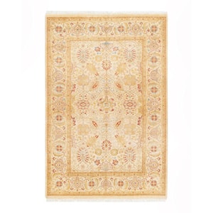 Mogul One-of-a-Kind Traditional Ivory 4 ft. 2 in. x 6 ft. 2 in. Oriental Area Rug