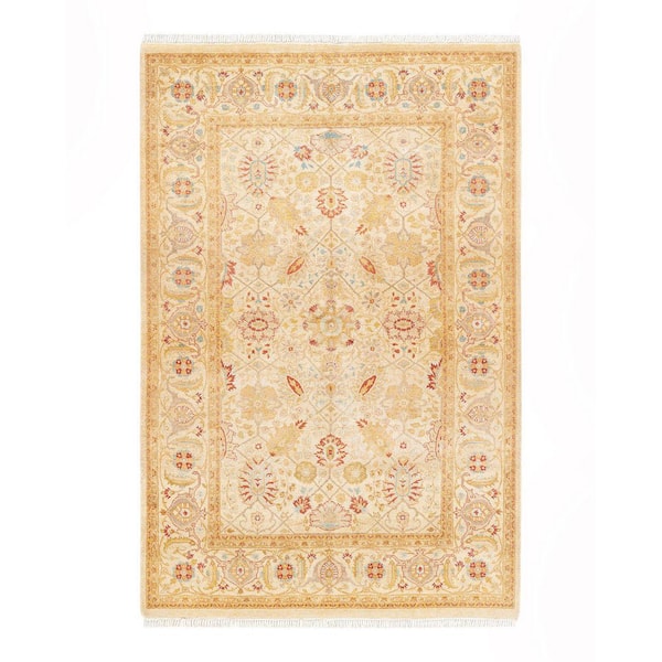Mogul One-of-a-Kind Traditional Ivory 4 ft. 2 in. x 6 ft. 2 in. Oriental Area Rug