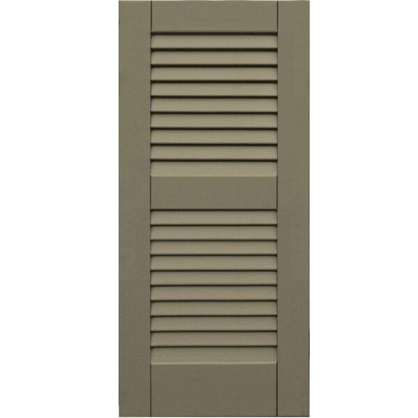 Winworks Wood Composite 15 in. x 33 in. Louvered Shutters Pair #660 Weathered Shingle