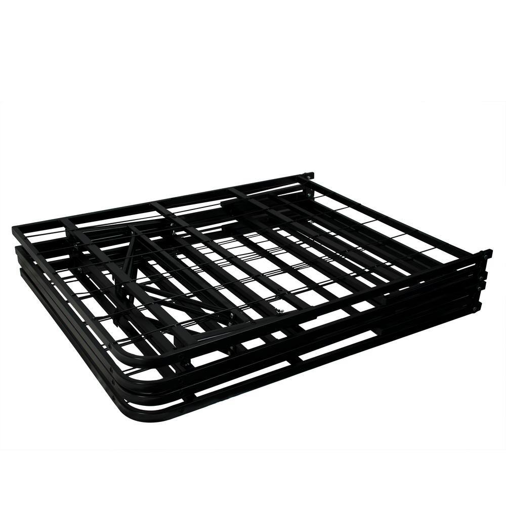 King Black Metal Platform Bed Frame with Storage