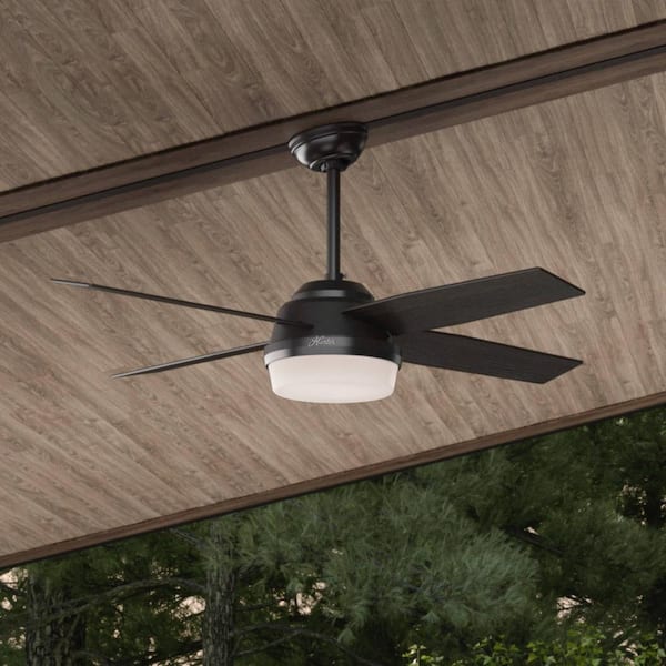 Dempsey 52 in. LED Indoor/Outdoor Matte Black Ceiling Fan with Light and Remote