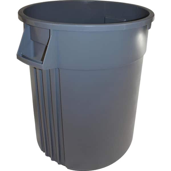 32 Gal. Grey Round Heavy-Duty Trash Can