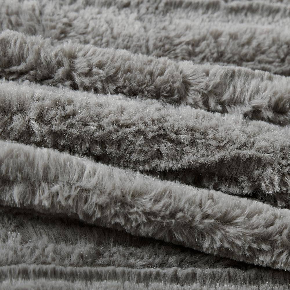 Gray Full Faux Fur Down Alternative Comforter Set