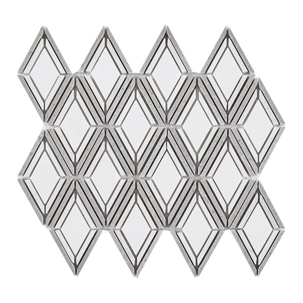 Premier Elegance Gray White Diamond 11-1/2 in. x 12-5/16 in. Marble Mosaic Tile (6.9 sq. ft./Case)