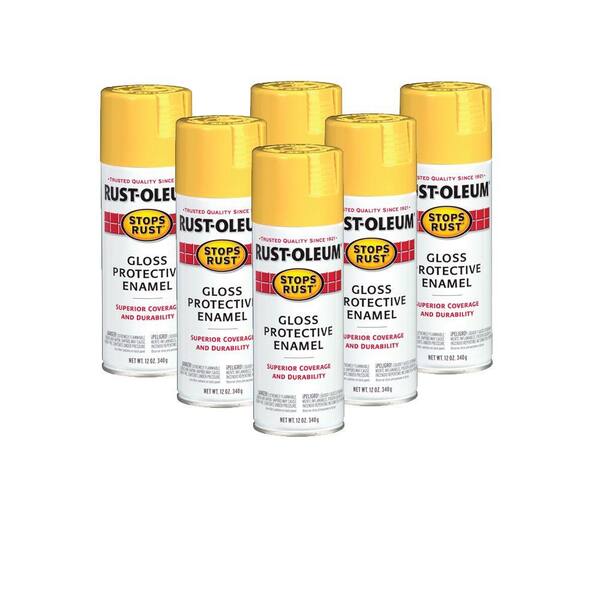 Rust-Oleum Stops Rust 12 oz. Gloss Sunburst Yellow Spray Paint (6-Pack)-DISCONTINUED