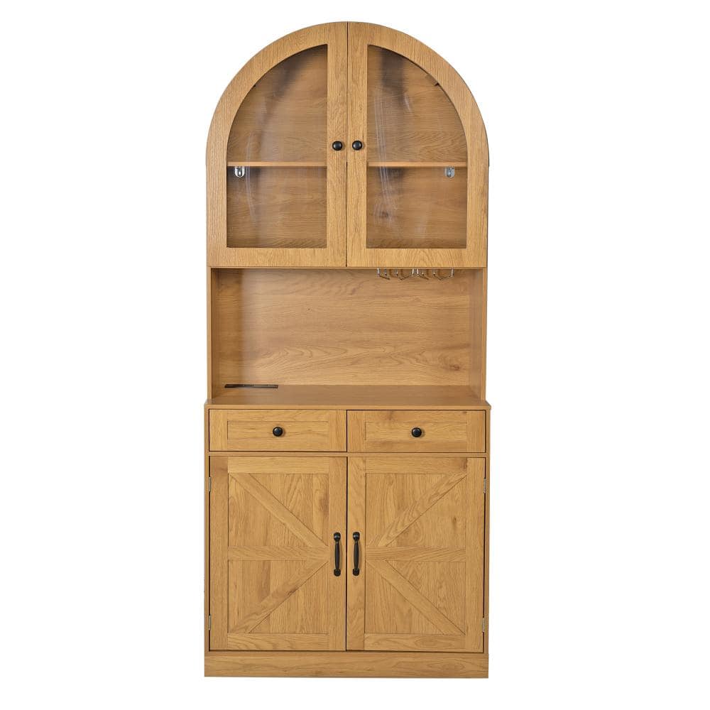 31.5 in. W x 15 in. D x 74.8 in. H Oak Brown Linen Cabinet with Charging Station, Adjustable Shelves price history on PriceWatchPro