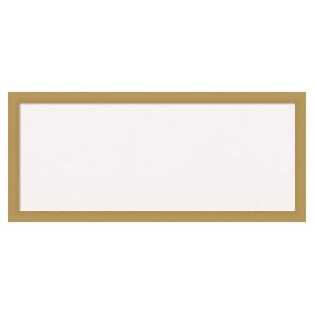 Amanti Art Grace Brushed Gold Narrow White Corkboard 32 in. x 14 in. Bulletin Board Memo Board