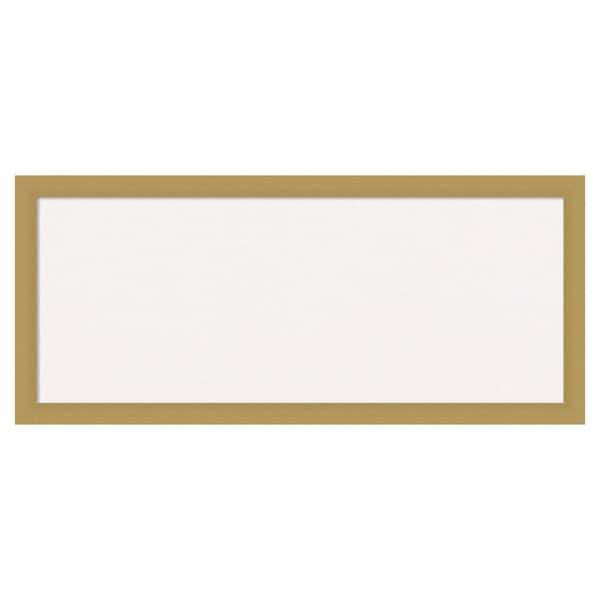Amanti Art Grace Brushed Gold Narrow White Corkboard 32 in. x 14 in. Bulletin Board Memo Board