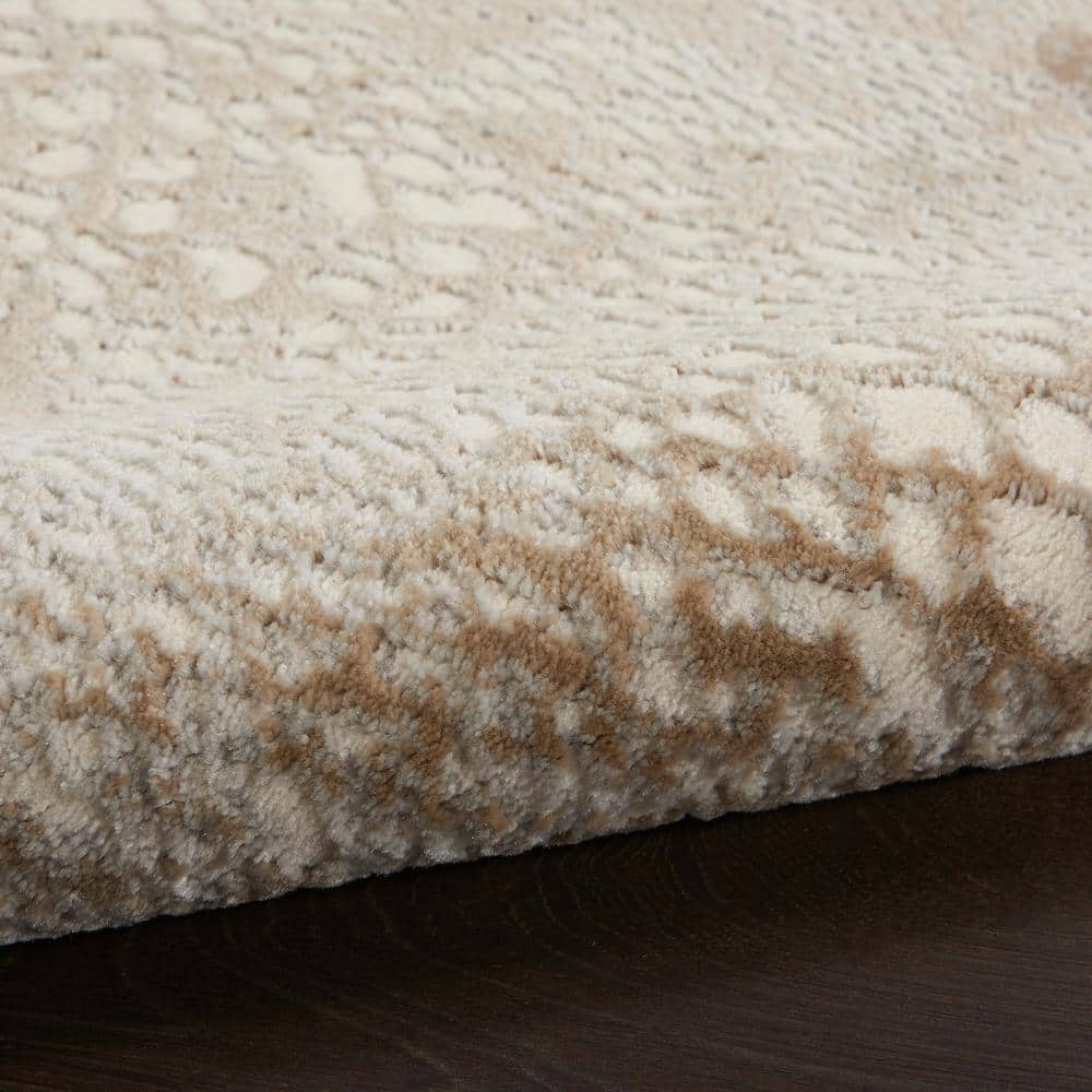 Ivory Beige 8' x 10' Abstract Animal Print Area Rug