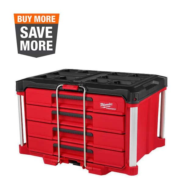 Milwaukee PACKOUT 22 in. Modular 4-Drawer Tool Box with Metal Reinforced Corners and 50 lbs. Capacity