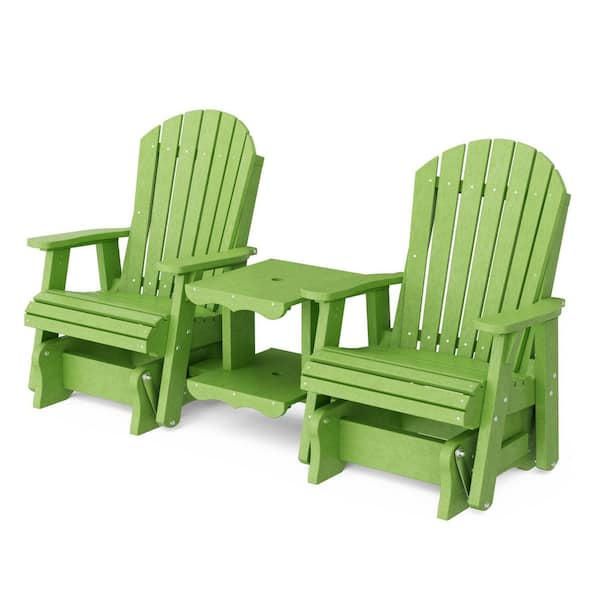 Heritage 2-Person Lime Green HDPE Plastic Outdoor Double Rock-A-Tee Glider Set