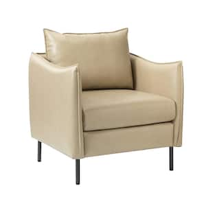 Hajo Beige Vegan Leather Armchair with Metal Legs