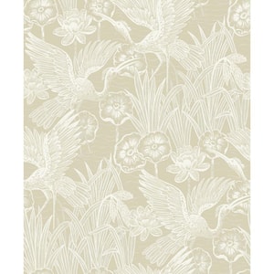 57.5 sq. ft. Shore Marsh Cranes Nonwoven Paper Unpasted Wallpaper Roll