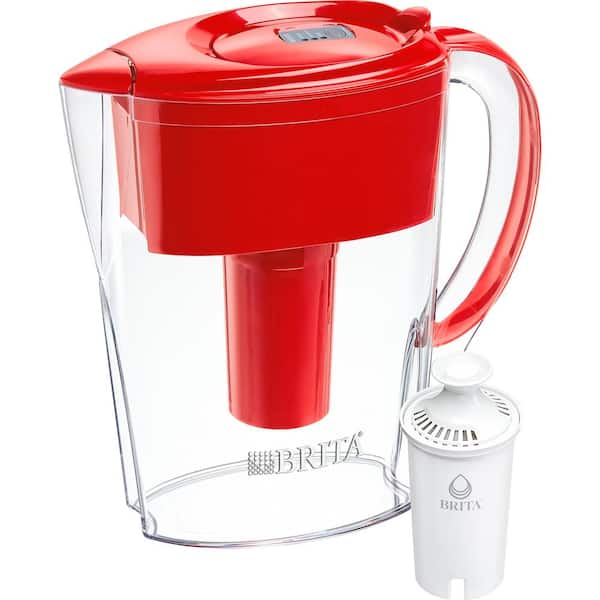 Brita 6-Cup Space Saver Water Filter Pitcher in Red, BPA Free