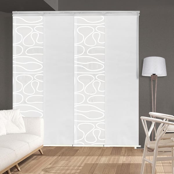 EMOH Latte Swirl 48 in. - 88 in. W x 94 in. L Adjustable 4- Panel Satin Nickel Single Rail Panel Track with 23.5 in. Slates