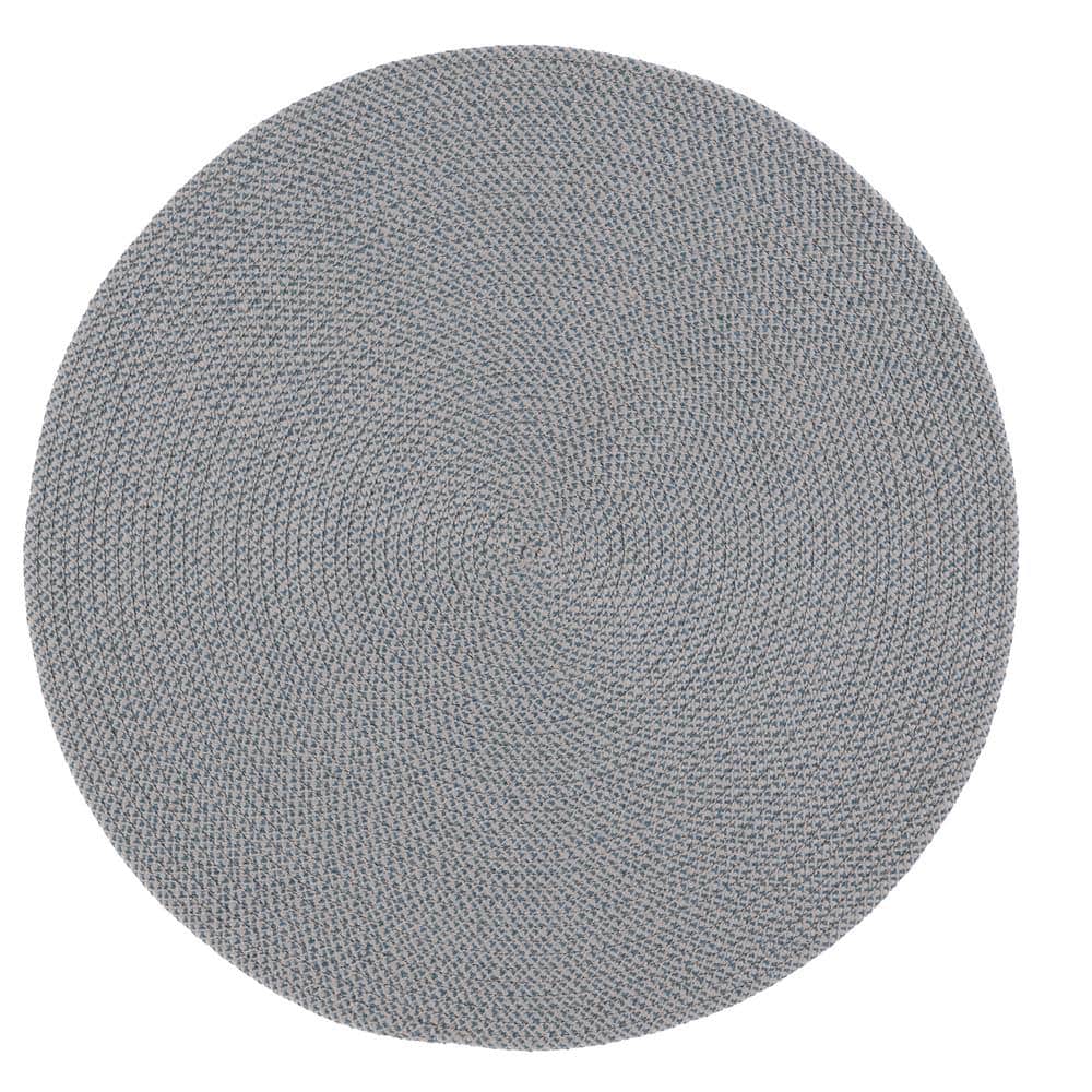 Handwoven Gray Synthetic 3' Round Braided Rug