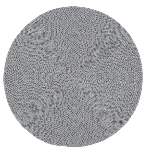 SAFAVIEH Braided Gray Blue 4 ft. x 4 ft. Abstract Round Area Rug