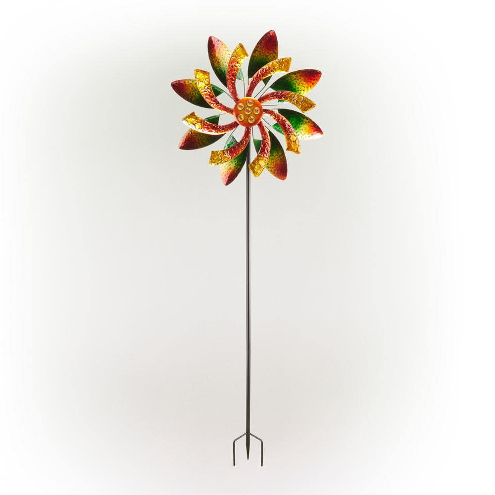 Alpine Corporation 64 in. Tall Floral Windmill Stake with Jeweled ...