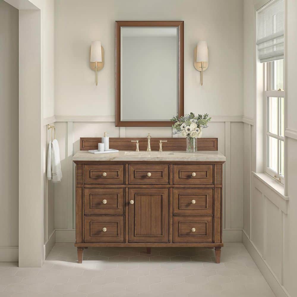 Lorelai 48.0 in. Single Bath Vanity in Mid-Century Walnut with Tajnar Wireless Charging Engineered Composite Top price history on PriceWatchPro