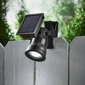 Solar Black Outdoor Integrated LED Spot Light with Clip 20 Lumens