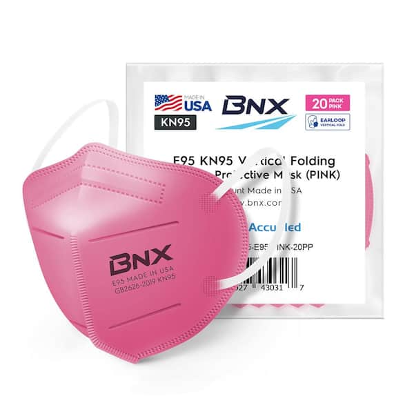 Bnx Pink Protective Earloop Kn95 Mask Disposable Particulate Mask 50 Pack Bn Kn95 E95 Pink 50pp The Home Depot