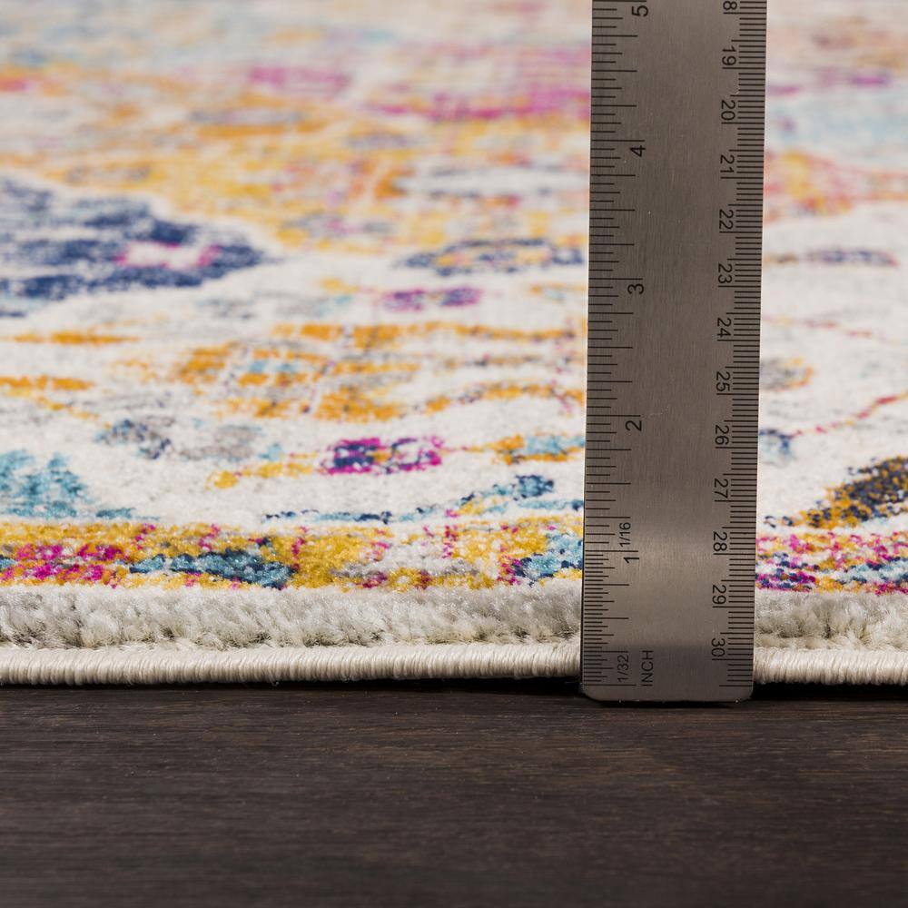 Bohemian Multicolor Floral Motif Rectangular Area Rug