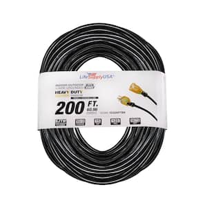 200 ft. 10/3 SJTW 10 Amp 125-Volt 1250-Watt Lighted End Indoor/Outdoor Black Heavy-Duty Extension Cord (2-Pack)
