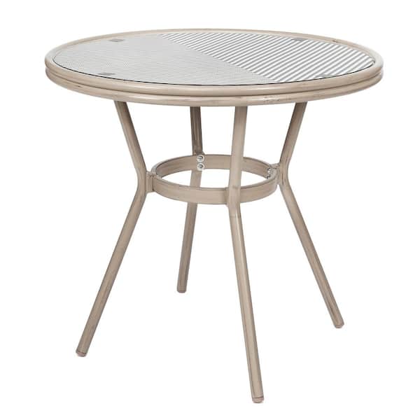TAYLOR + LOGAN Brown Round Aluminum Outdoor Dining Table